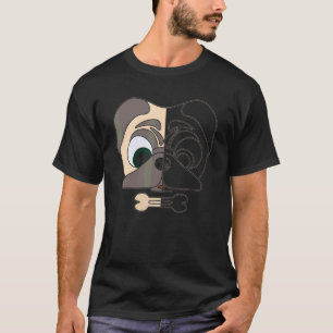 Pugs Print Head Puggle Animal Portrait With Pug 2 T-Shirt