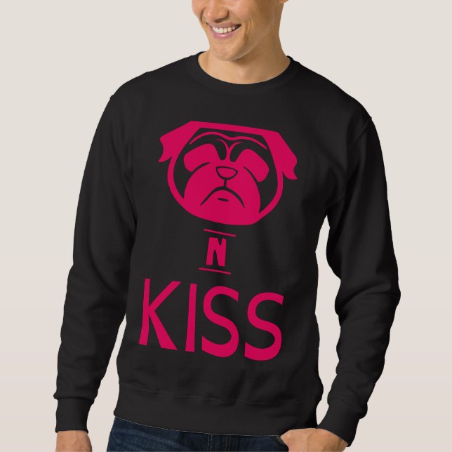 Pugs! Pug and Kiss - dog kisses - xoxoxo - puglove Sweatshirt (Front)