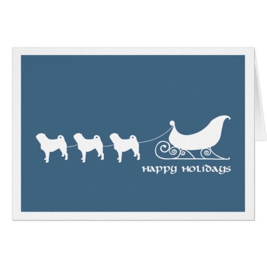 Pugs Pulling Santa's Sleigh Card