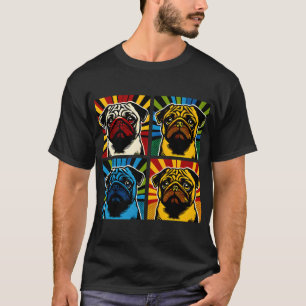 Pugs Retro Vintage Dogs Pop Art Panels T-Shirt
