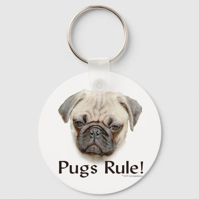 Pugs Rule Key Ring (Front)