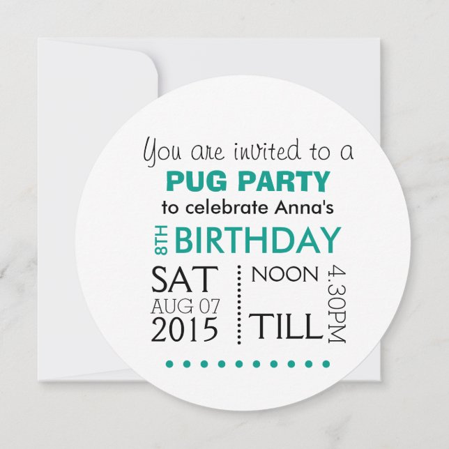 Pugs Rule Party Invitation (Back)