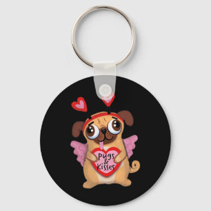 Pugs Valentine Cupid Pug Kisses Valentine Pug Love Key Ring