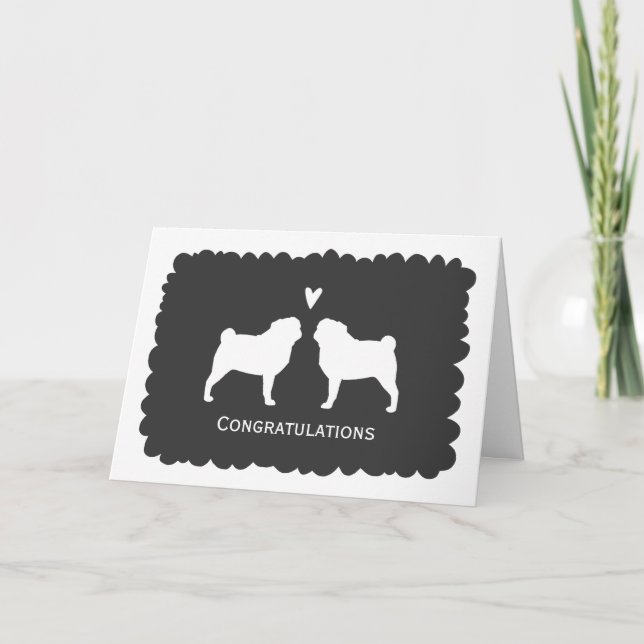 Pugs Wedding Congratulations Dog Newlywed Congrats Card (Front)