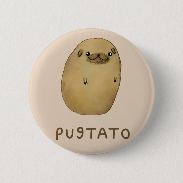 Pugtato 6 Cm Round Badge (Front)