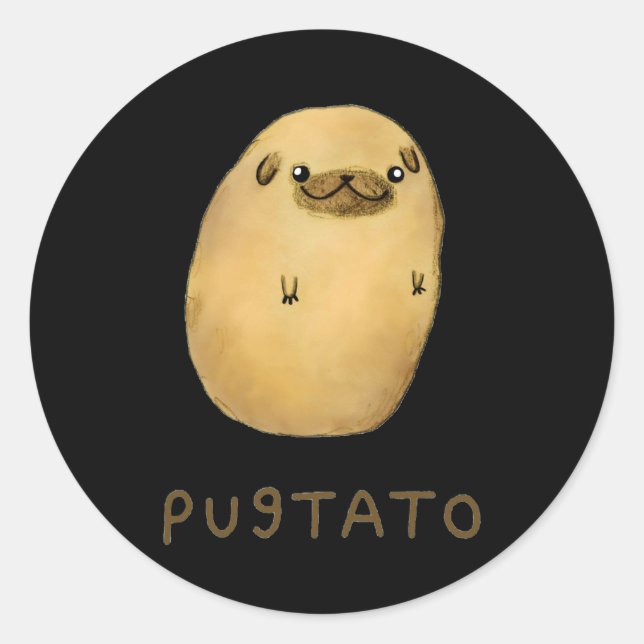 Pugtato Dog Gift Funny Cute Classic Round Sticker (Front)