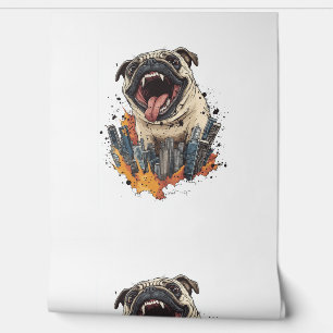Pugzilla Attacks – Funny Monster Dog Wallpaper