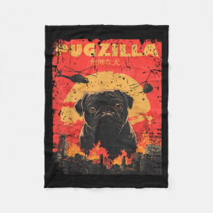 Pugzilla Tee Design For Pug Owner Retro Vintage Fleece Blanket