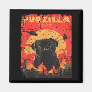 Pugzilla Tee Design For Pug Owner Retro Vintage Magnet