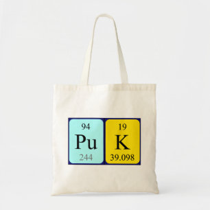 Puk periodic table name tote bag