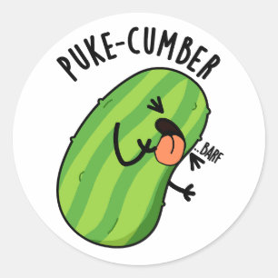Puke-cumber Funny Cucumber Pun  Classic Round Sticker