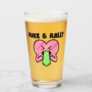 Puke & Rally Pint Glass – Pink Heart Party Edition