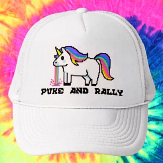 Puke & Rally Rainbow Unicorn Trucker Hat | Pixel (Creator Uploaded)