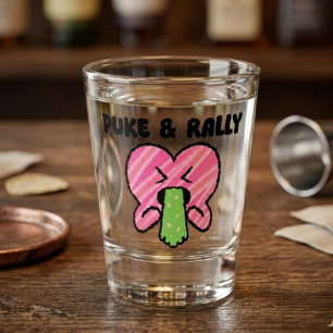 Puke & Rally Shot Glass – Pink Heart Edition