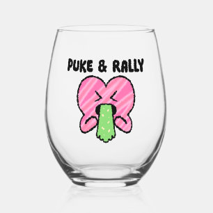 Puke & Rally Stemless Wine Glass – Pink Heart