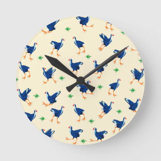 Pukeko birds pattern round clock