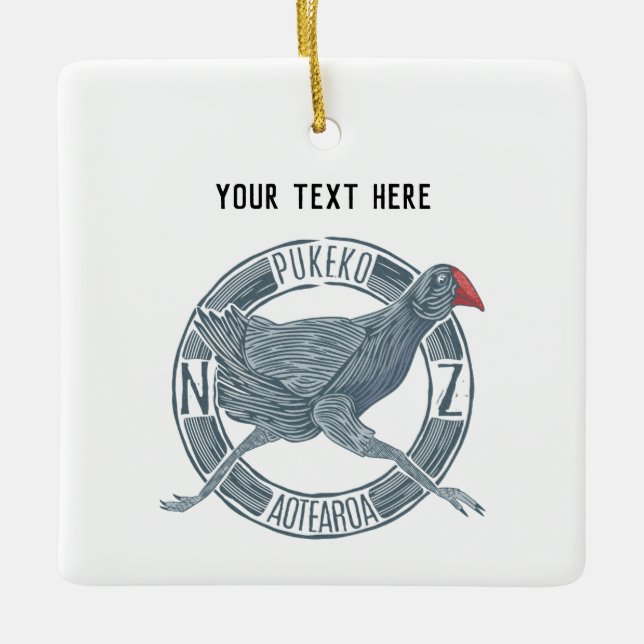 Pukeko NZ bird Ceramic Ornament (Front)