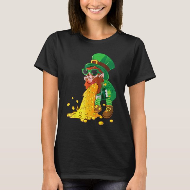 Puking Leprechaun Shirt Funny St Patrick's Day Dri (Front)
