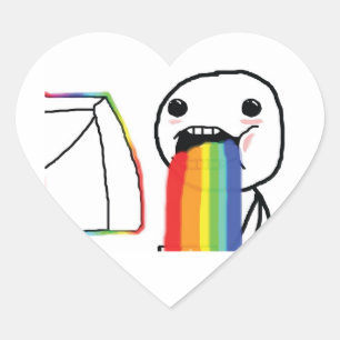 Puking Rainbows Heart Sticker