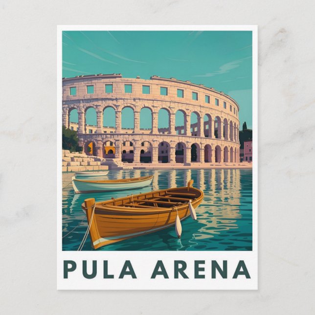 Pula Arena Vintage Poster – Roman Amphitheatre Wal Postcard (Front)