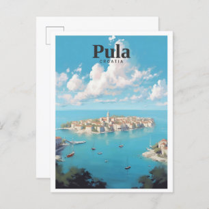 Pula Croatia Art Vintage Travel Postcard