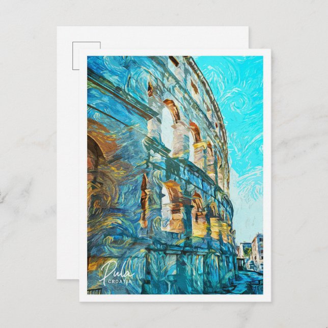 Pula Croatia Beautiful Oil Paint Landscape Postcard (Front/Back)