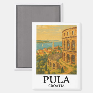 Pula Croatia Travel Art – Coastal Cityscape Magnet