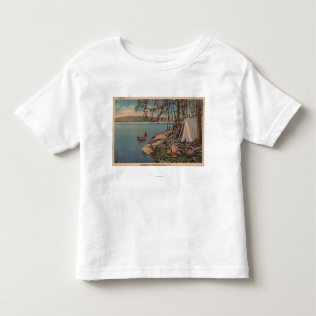 Pulaski, NY View of Canoe, Camping, Tent, Lake Toddler T-Shirt (Front)