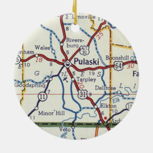 Pulaski TN Ceramic Ornament