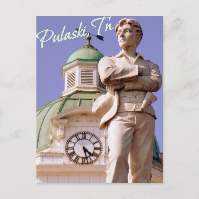 Pulaski, TN Sam Davis Statue Postcard (Front)