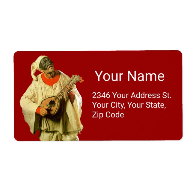 PULCINELLA AND MANDOLIN Naples Masquerade Mask,Red (Front)