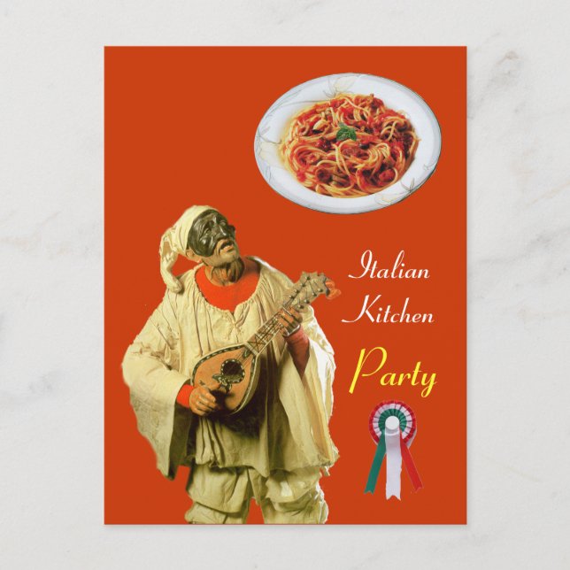 PULCINELLA  ITALIAN KITCHEN PARTY Orange Recipe Postcard (Front)