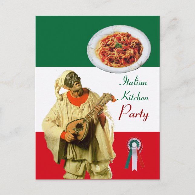 PULCINELLA  ITALIAN KITCHEN PARTY Red Green Recipe Postcard (Front)