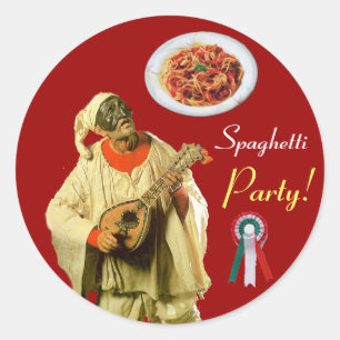 PULCINELLA  ITALIAN KITCHEN PARTY Red Green White Classic Round Sticker