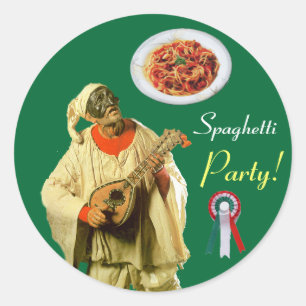 PULCINELLA  ITALIAN KITCHEN PARTY Red Green White Classic Round Sticker
