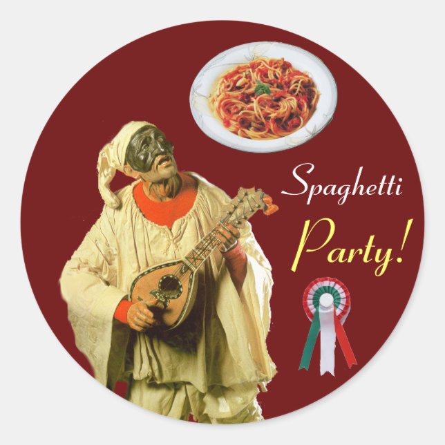 PULCINELLA  ITALIAN KITCHEN PARTY Red Green White Classic Round Sticker (Front)