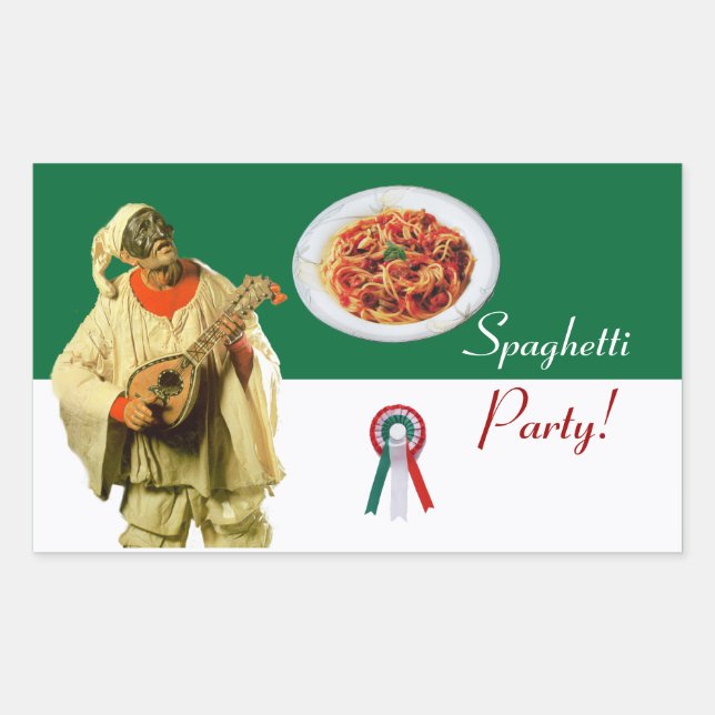 PULCINELLA  ITALIAN KITCHEN PARTY red white black Rectangular Sticker (Front)