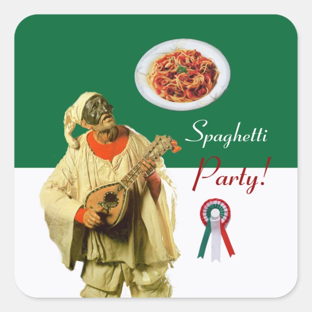 PULCINELLA  ITALIAN KITCHEN PARTY red white black Square Sticker (Front)