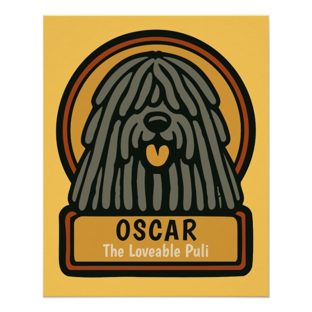 Puli Black Shaggy Dog Custom Text Poster (Front)