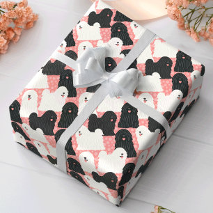 Puli Dog Cute Pink Polka Dot Wrapping Paper