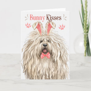 Puli Dog in Bunny Ears for Easter Holiday Card