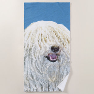 Puli Painting - Cute Original Dog Art Beach Towel