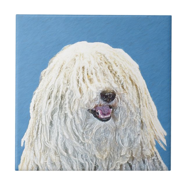 Puli Painting - Cute Original Dog Art Ceramic Tile (Front)