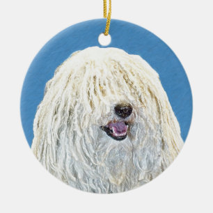 Puli Painting - Cute Original Dog Art Ceramic Tree Decoration