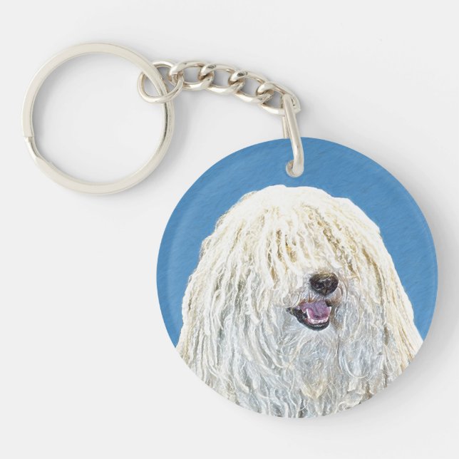 Puli Painting - Cute Original Dog Art Key Ring (Front)