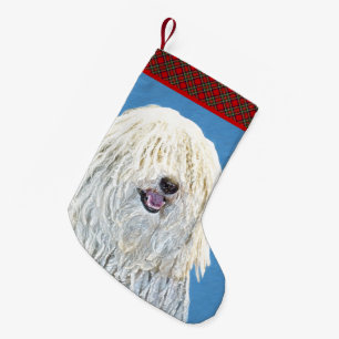 Puli Painting - Cute Original Dog Art Small Christmas Stocking