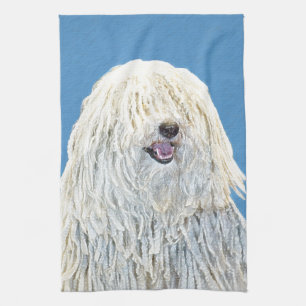 Puli Painting - Cute Original Dog Art Tea Towel