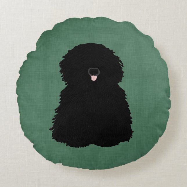 Puli Round Throw Pillow (Front)