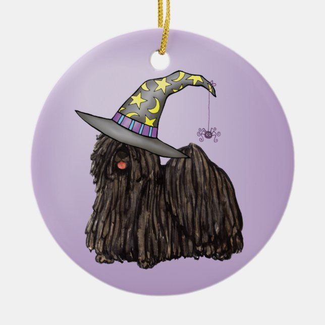 Puli Witch Ceramic Ornament (Front)