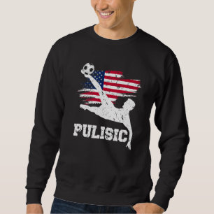 Pulisic Usa Flag Soccer Football Fan Silhouette Gr Sweatshirt